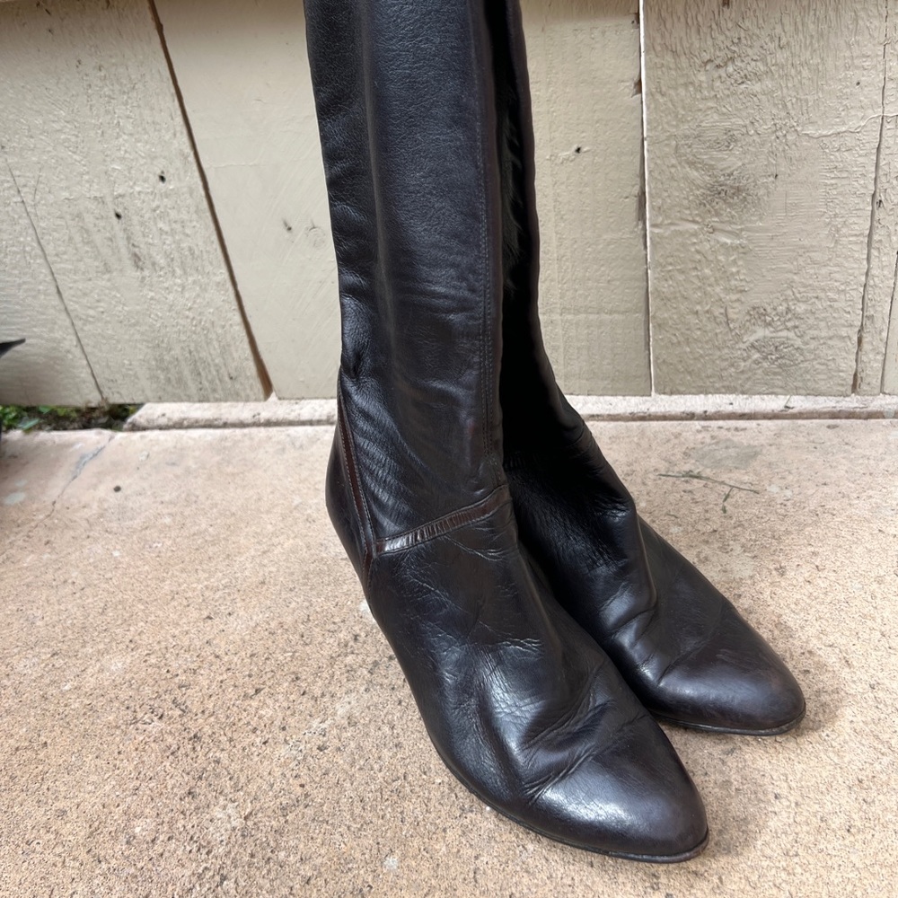 Cole Haan women’s black brown knee-high, high heel soft leather boots